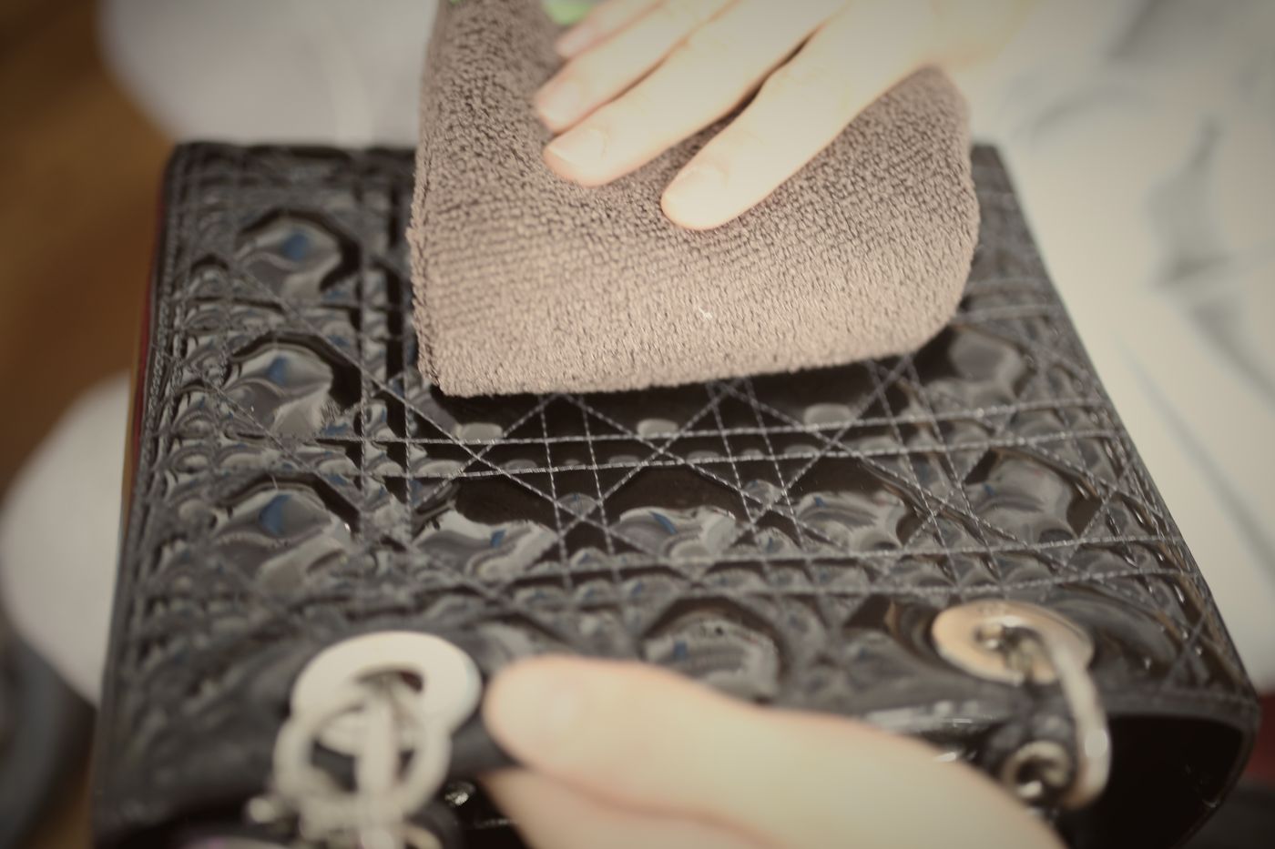 Wiping down a Lady Dior